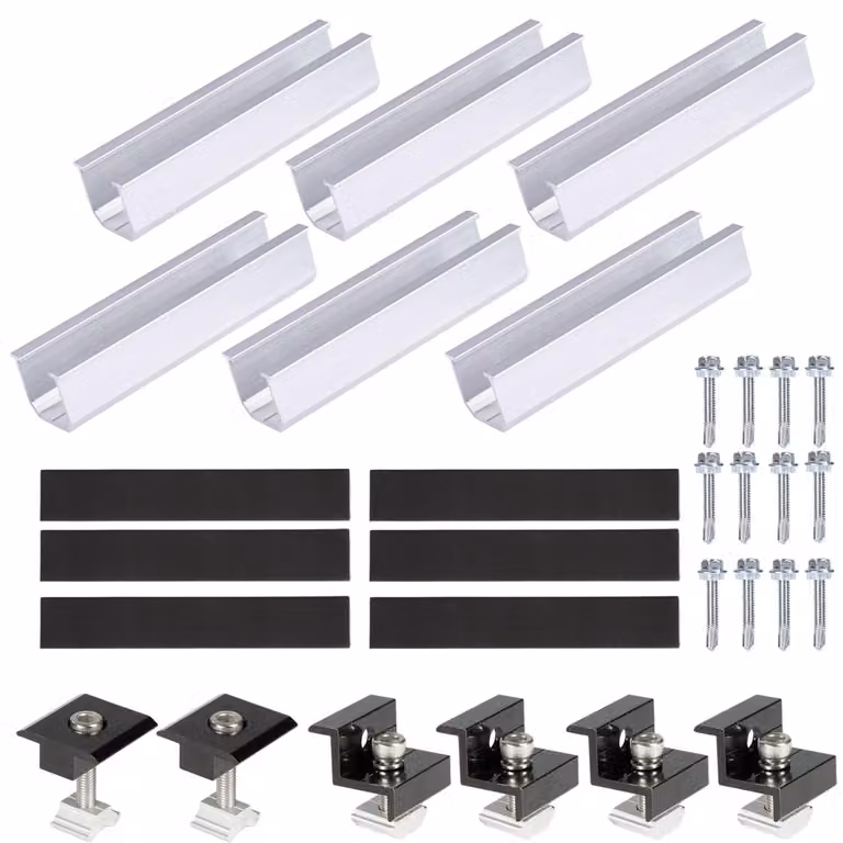 Kit di montaggio solare, 6 pezzi, asta in alluminio da 12 cm, morsetti da 3/3,5 cm