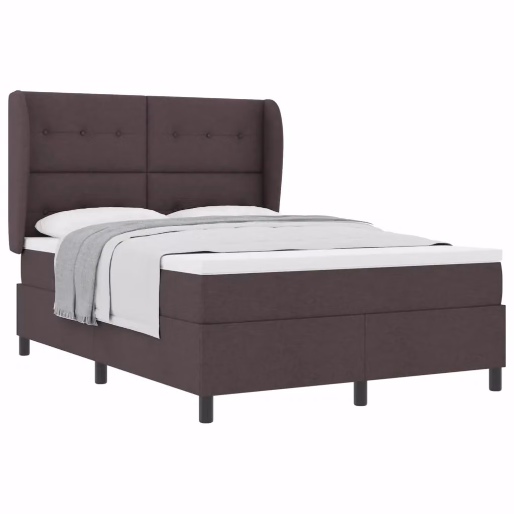 Letto a molle moderno vidaXL con testiera in tessuto marrone e struttura in legno L/P/H: 140 x 200 cm – 2