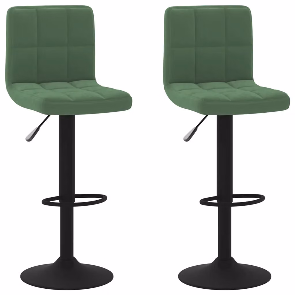 Set di 2 sgabelli da bar vidaXL in velluto verde con base girevole a 360 gradi – 2