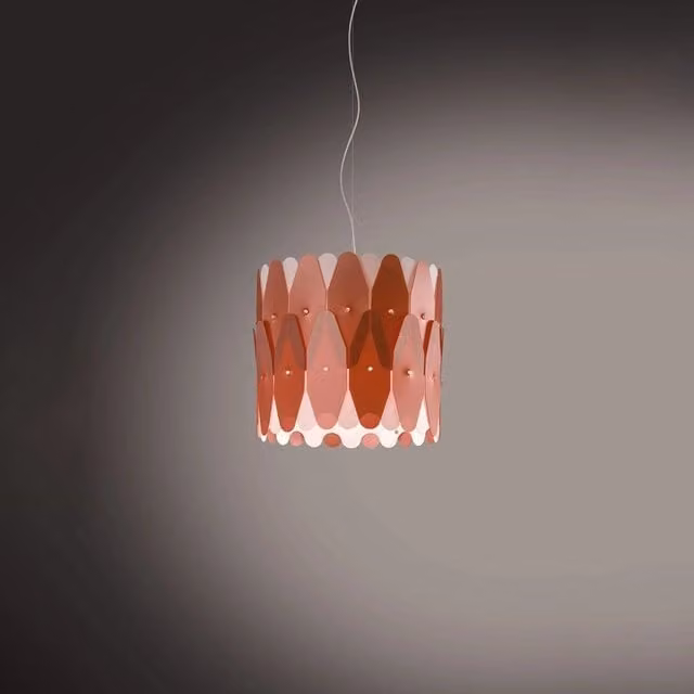 Lampada a sospensione moderna Amanda Linea Zero in rame e metallo cromato con 1 luce E27