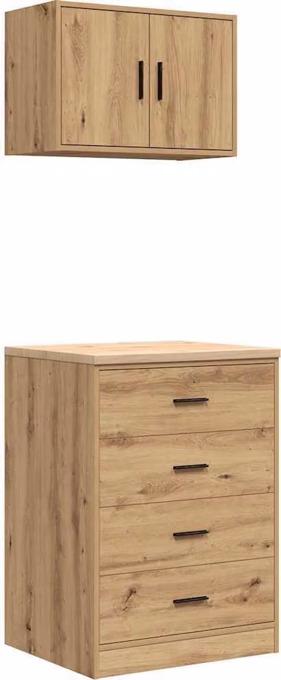 Armadi da Garage 2 pz Rovere Artigianale in Legno Multistrato