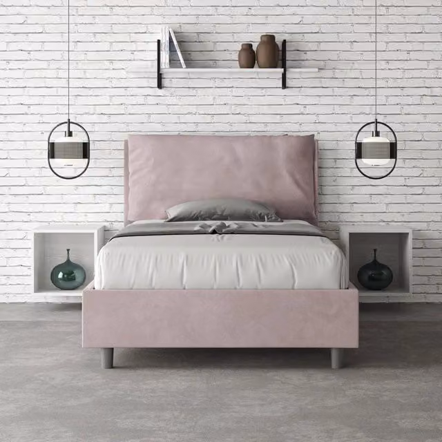Letto una piazza e mezza Antea Large Ityhome con rete imbottita in microfibra colore glicine L 130 cm x P 190 cm