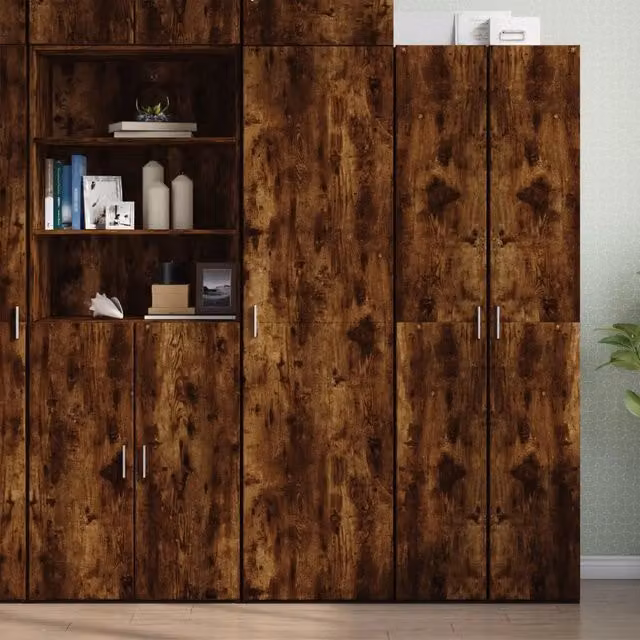 Credenza moderna vidaXL in legno MDF color rovere marrone, sospesa, L: 50 cm, P: 42,5 cm, H: 185 cm