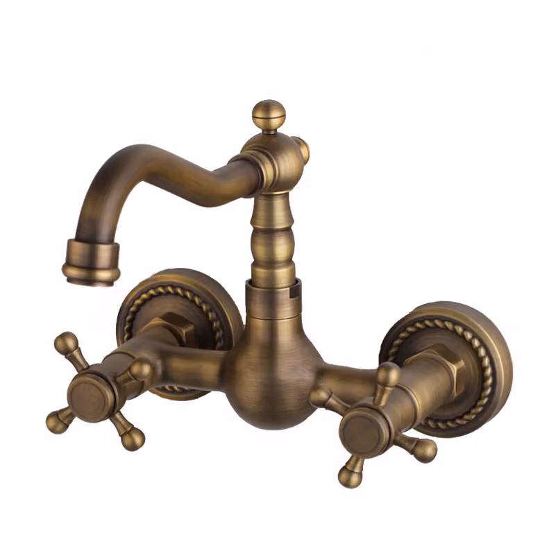 Rubinetto per lavabo KRAN retro SZCZOTKOWANA MOSNAŃ a parete ILONIA LAUFERI