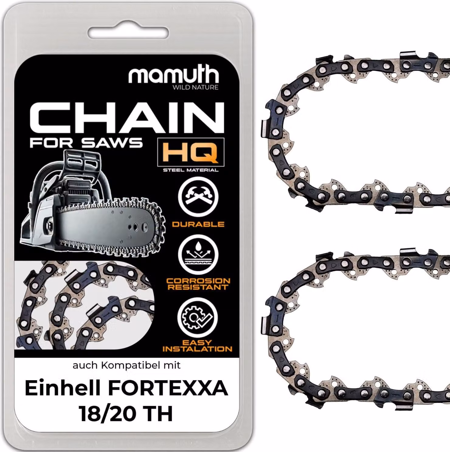 2x catena per motosega 20cm 1,1mm 3/8" 33TG per Einhell FORTEXXA 18/20 TH AKKU