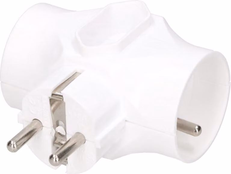 KOTARBAU® Presa multipla a 3 vie Due prese rotonde con messa a terra Una presa piatta Senza messa a terra Bianco