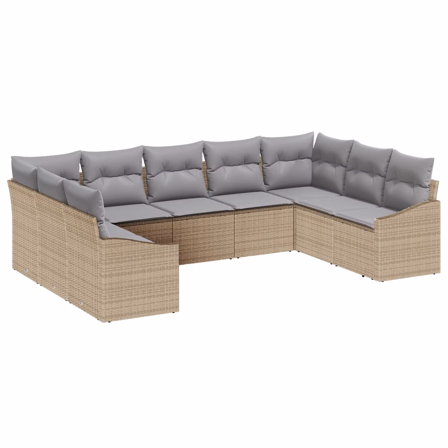 Set Divano da Giardino vidaXL 9 Pezzi in Polyrattan Beige e Grigio con Cuscini e Struttura in Metallo – 1