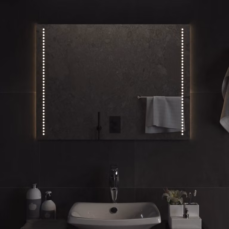 Specchio da bagno moderno vidaXL con luci LED, rettangolare, L: 60 cm x H: 80 cm