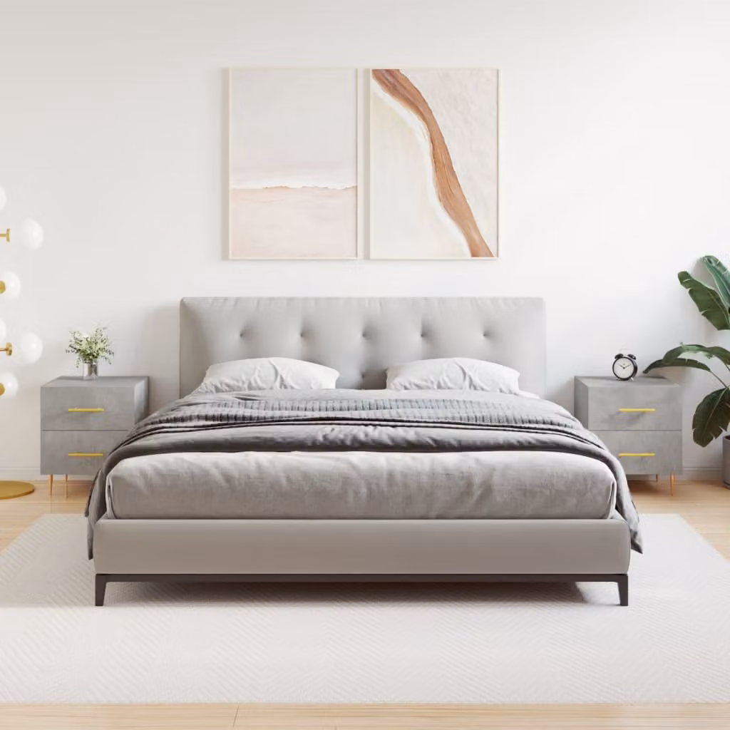 Set di 2 comodini vidaXL in legno e metallo, colore grigio, L 40 cm x P 35 cm x H 47,5 cm