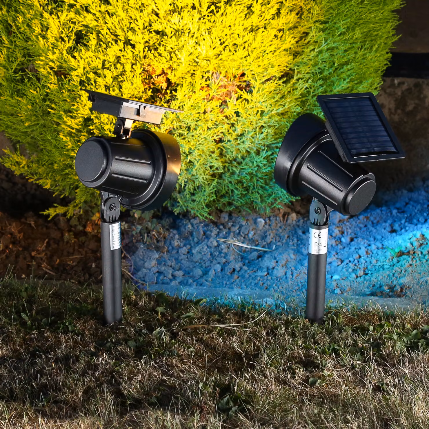Faretto da giardino a LED solare - Faretto da giardino - 8 modalità di illuminazione - 25 lumen - A: 42,5 cm - 2 pezzi