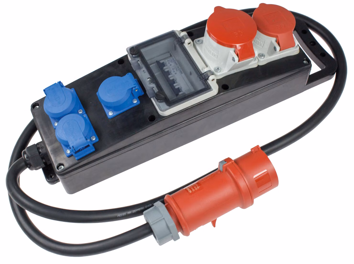 distributore di corrente in gomma piena as-Schwabe CEE 400V 32A 2x CEE 3x Schuko 230V 16A IP44
