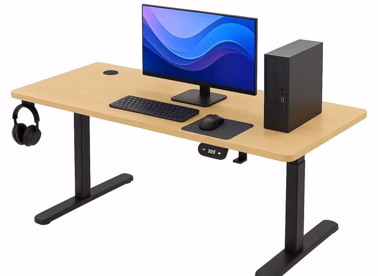Scrivania - Tavolo da ufficio 120x60x72 cm - Tavolo per computer beige - Tavolo da lavoro - Tavolo alto - con regolazione in altezza