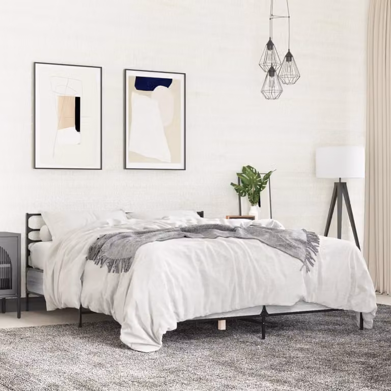 Giroletto vidaXL in legno multistrato e metallo, Grigio Sonoma e Bianco, L: 138 cm, P: 193 cm, H: 74 cm