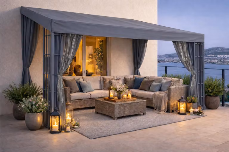 Rank Anbau 3x4 m antracite con 3 elementi laterali Gazebo da giardino Tettoia per terrazza