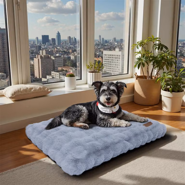WISFOR Lettino per cani, divanetto per cani, cuscino per cani, in peluche, impermeabile, lavabile, rivestimento sfoderabile, L: 90 x 60 x 10 cm, grigio