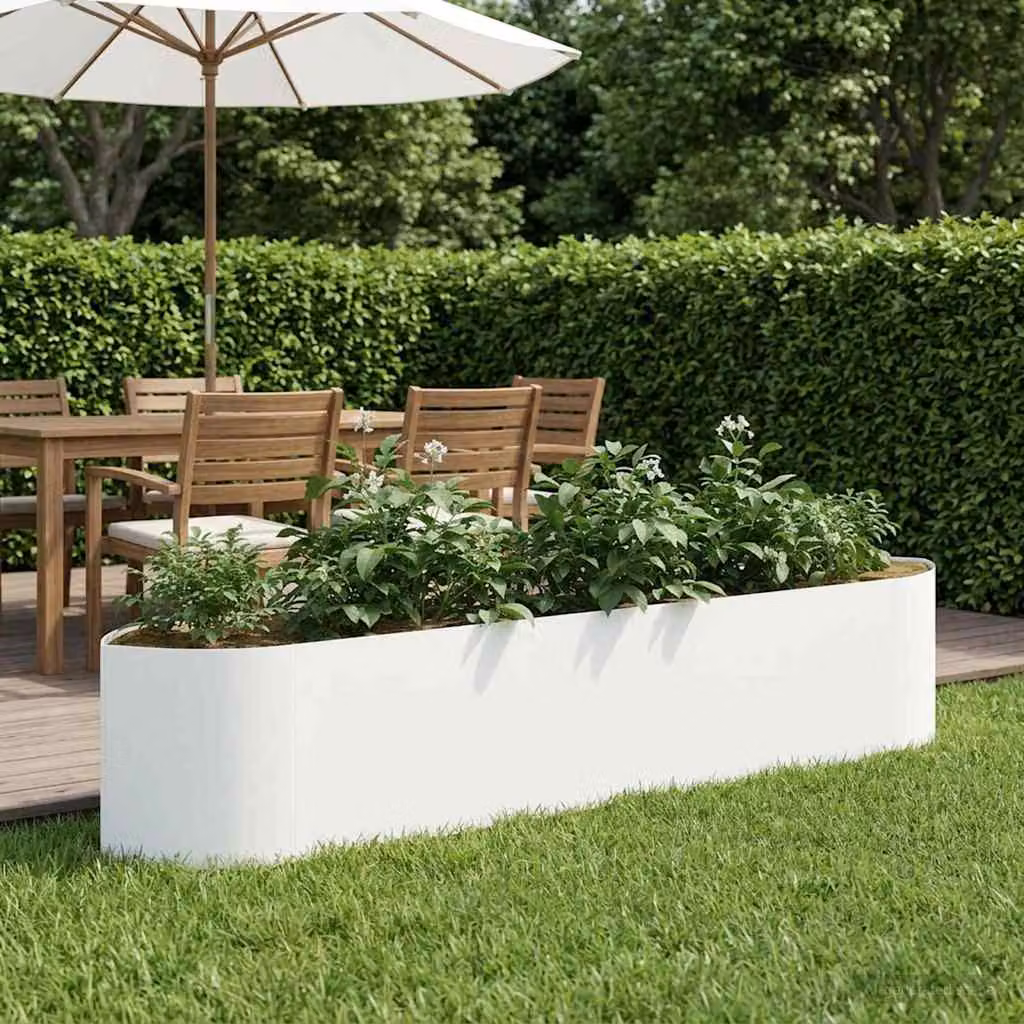 Letto rialzato da giardino vidaXL in acciaio bianco L: 220 cm, P: 40 cm, H: 40 cm