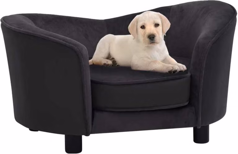 The Living Store Divano per cani nero 69x49x40 cm in peluche e Pelle finta