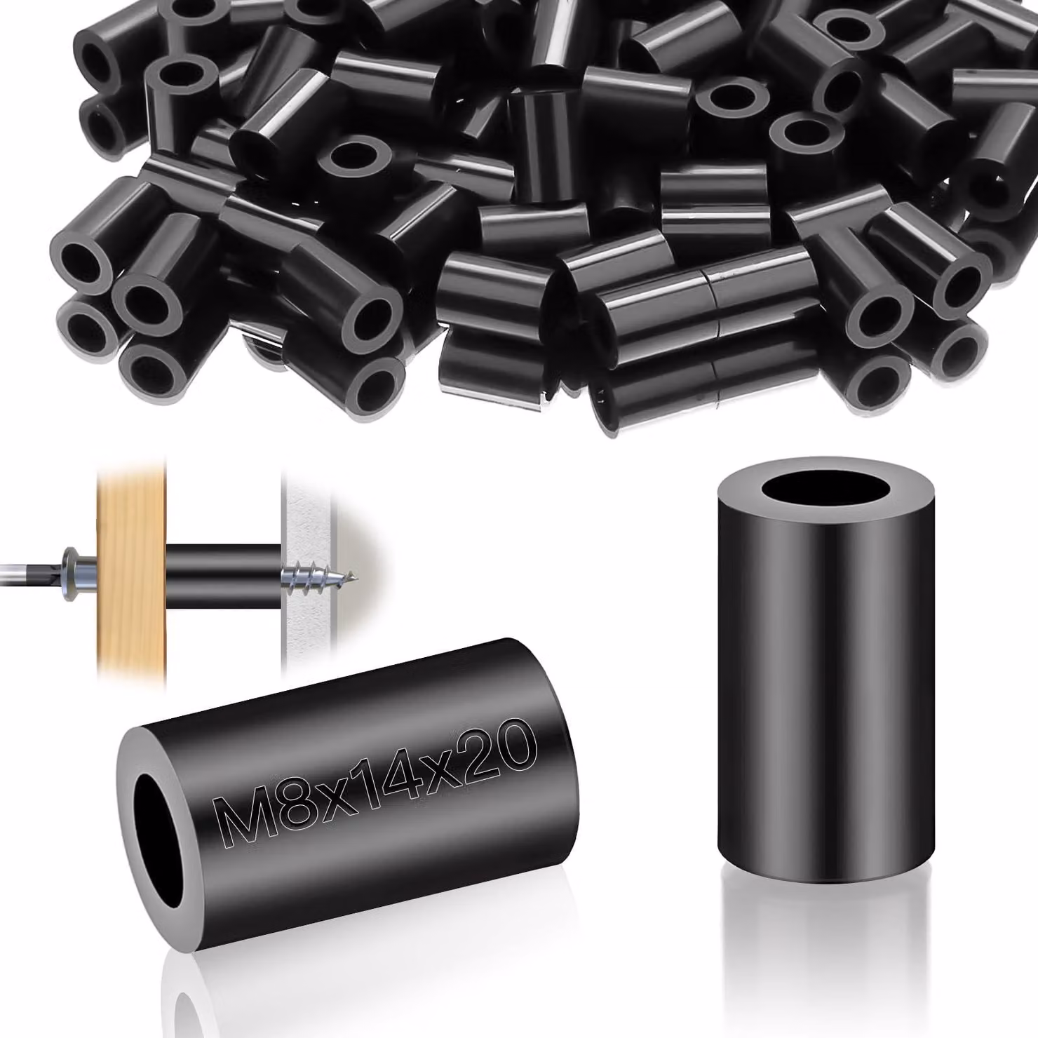 Bocchette distanziatrici in plastica M8, distanziatori rotondi, 50 pezzi, anelli di tenuta in nylon, distanziatori in ABS, distanziatori in gomma