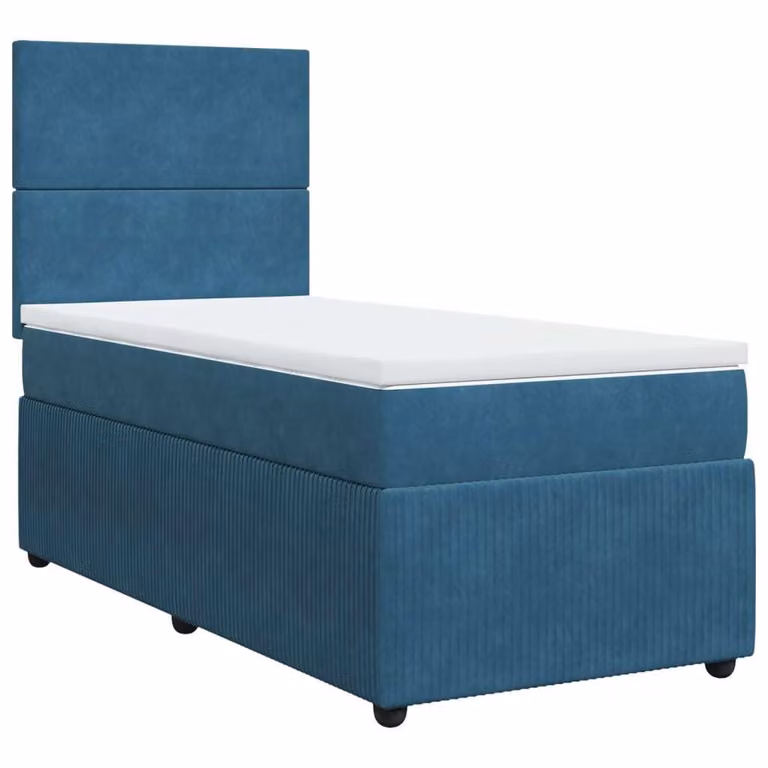 Giroletto a Molle con Materasso Blu Scuro 80x200 cm in Velluto