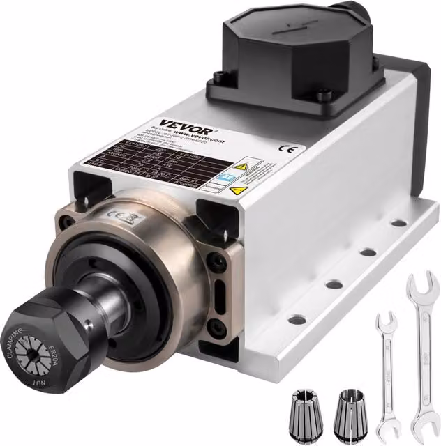 Motore Mandrino CNC Raffreddato ad Aria ER20 2,2 kW 220V 24000 Giri/min Colore Argento per Fai da Te e Incisione Legno Officina