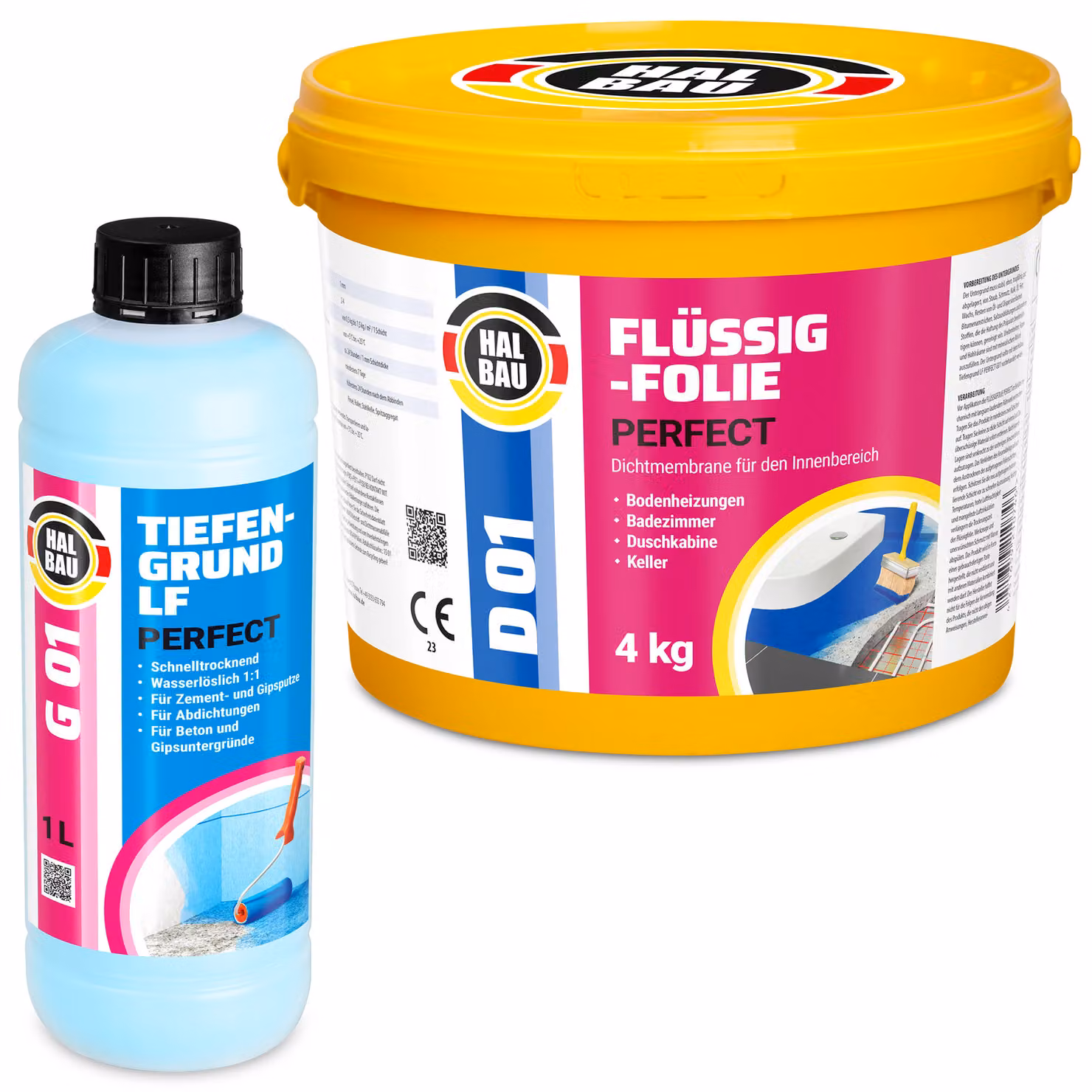 Kit di impermeabilizzazione Pellicola liquida 4kg Primer 1l Bagno doccia HALBAU SETH06
