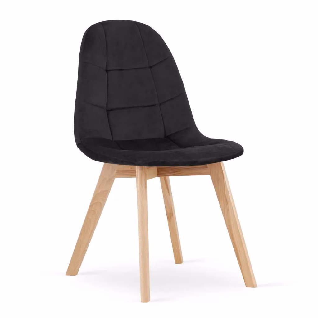 Set di 3 sedie Bora in velluto nero e legno di faggio di Kendra Home – 2