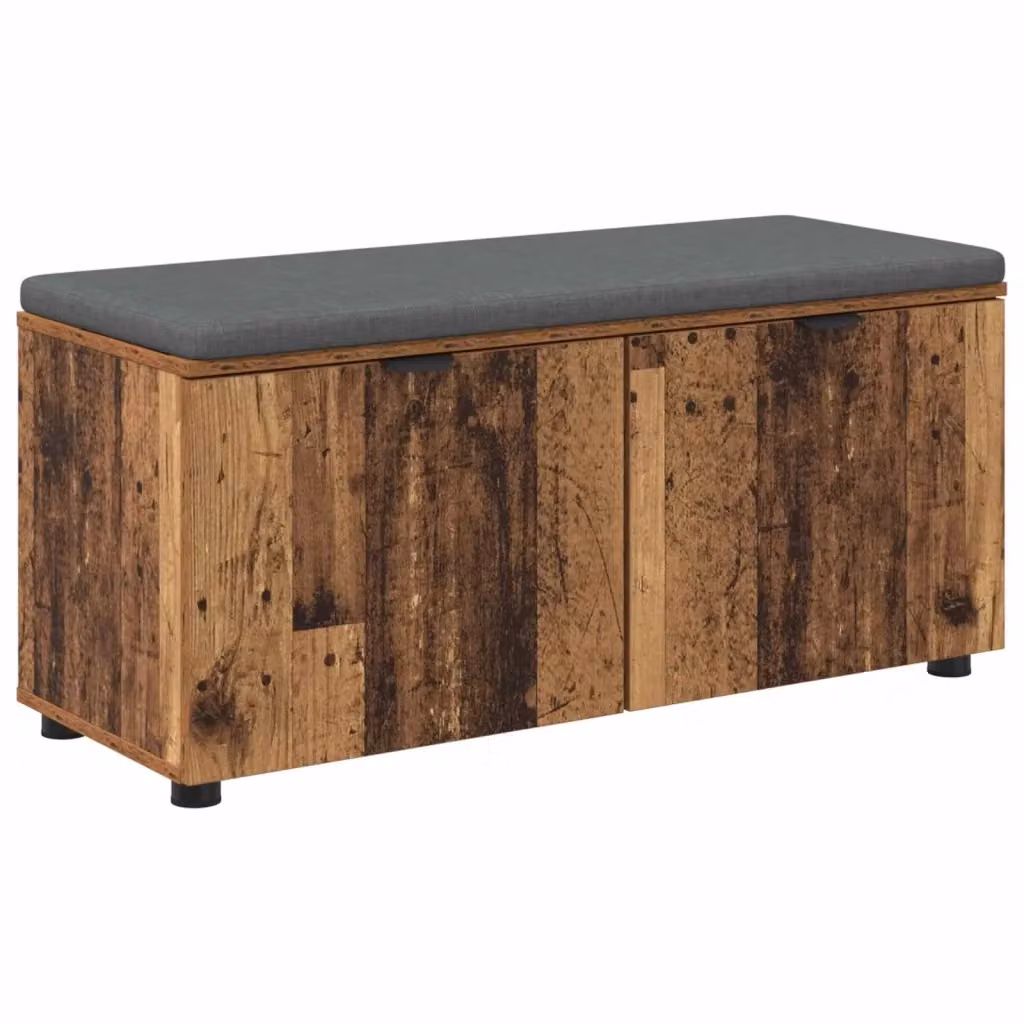 Panca per ingresso con cuscino vidaXL in legno e tessuto, marrone e grigio, L 100 x P 38 x H 46 cm – 2