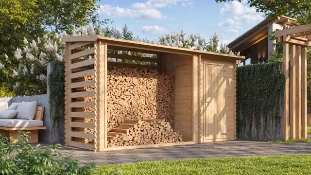 Casetta da Giardino in Legno con Legnaia Timbela M205 Marrone L: 348 cm, P: 199 cm, H: 146 cm