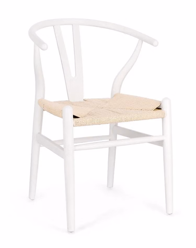 Set di sedie ARTAS in legno di olmo bianco e seduta corda naturale