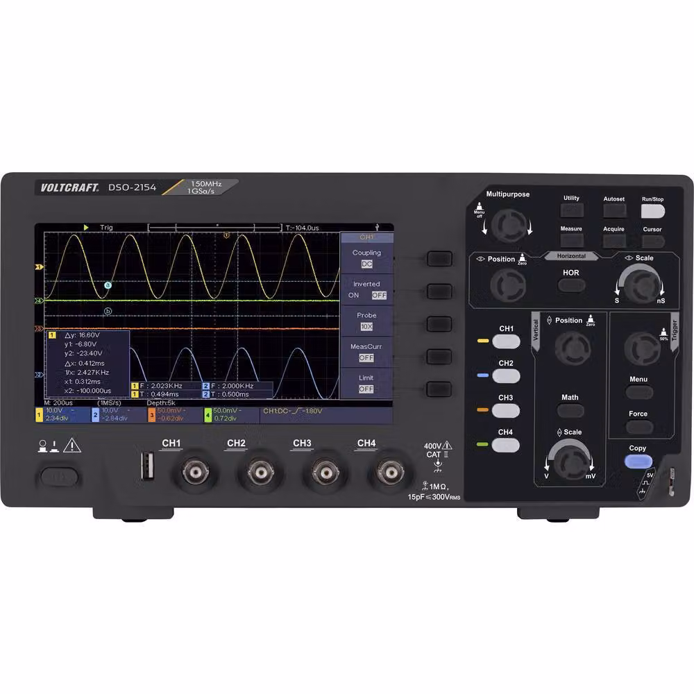VOLTCRAFT DSO-2154 Oscilloscopio digitale 150 MHz 4 canali 1 GSa/s 80 kpts Memoria digitale a 8 bit (DSO) 1 pz.