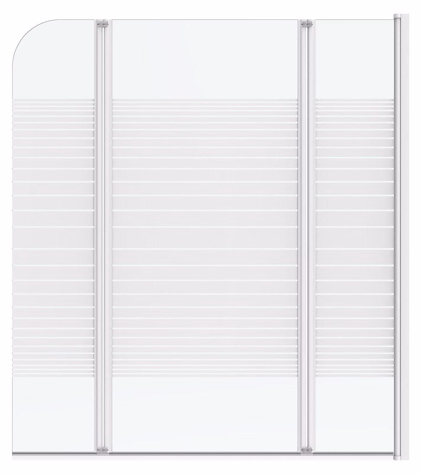 MARWELL White Lines 125 x 140 cm schermo doccia pieghevole per vasca da bagno, pieghevole in 3 parti in bianco opaco - cabina doccia in vetro temperato di sicurezza spesso 4 mm