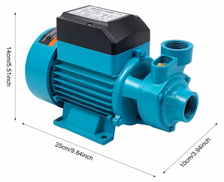 Pompa dell'acqua - Pompa di aumento pressione 220 V 370 W - 2 m³/h - Attacco di entrata e uscita da 1 pollice - Pompa elettrica per irrigazione e uso domestico - Spina UE - Blu