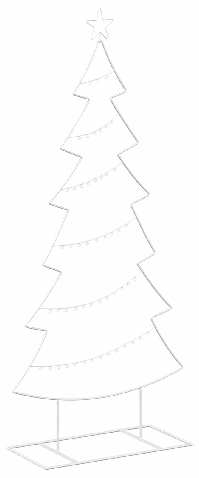 Albero di Natale in metallo con supporto, modello KUOPIO, 180 cm, acciaio, colore bianco