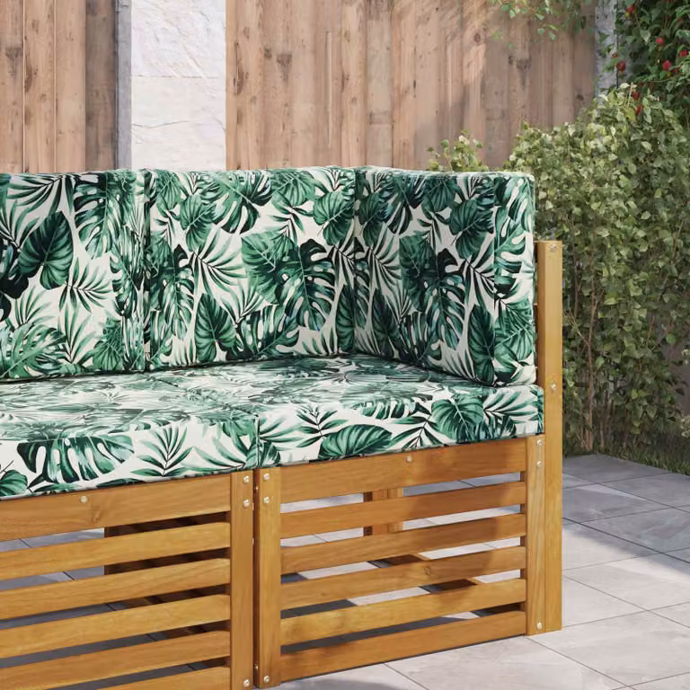 Cuscino per divano da esterno vidaXL con motivo floreale verde, L 60 x P 60 x H 60 cm, in poliestere con rivestimento rimovibile