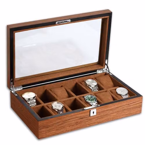 RoYiio Legno Scatola per Orologi 12 Scomparti Porta Orologi Regali Uomo