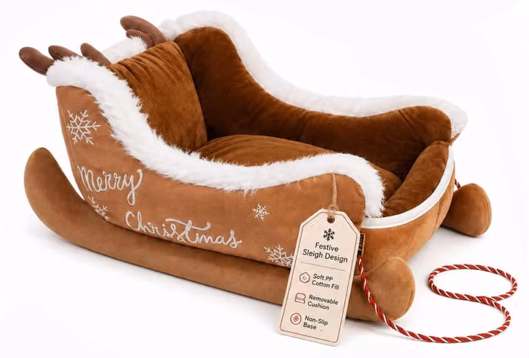 Divano per cani dal design accogliente, a forma di slitta