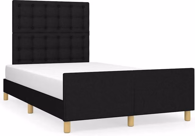 Letto matrimoniale | Letto per adulti | Giroletto senza Materasso Nero 120x200 cm Tessuto