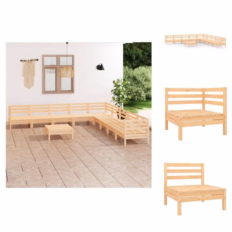 vidaXL Set da salotto da giardino 10 pezzi in pino massiccio - Set di mobili da giardino