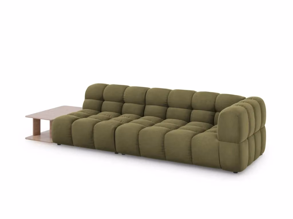 Divano modulare Sky di Cosmopolitan Design, modello a L con 4 posti, rivestimento in velluto verde chiaro, L/P/H: 297 x 102 x 75 cm – 2