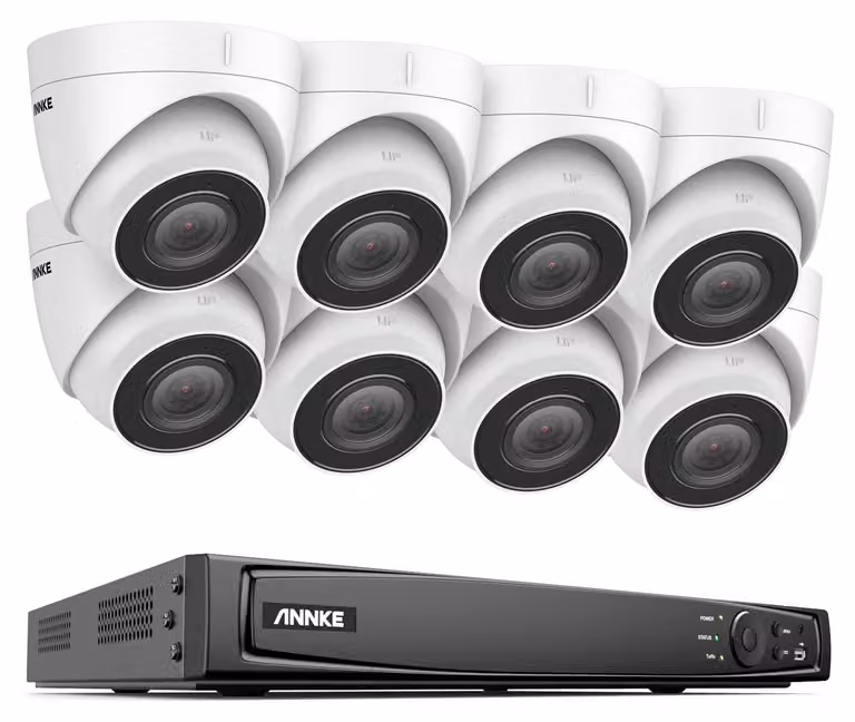 Sistema di videosorveglianza NVR a 16 canali con 8 telecamere IP a risoluzione 5MP, installazione PoE e visione notturna