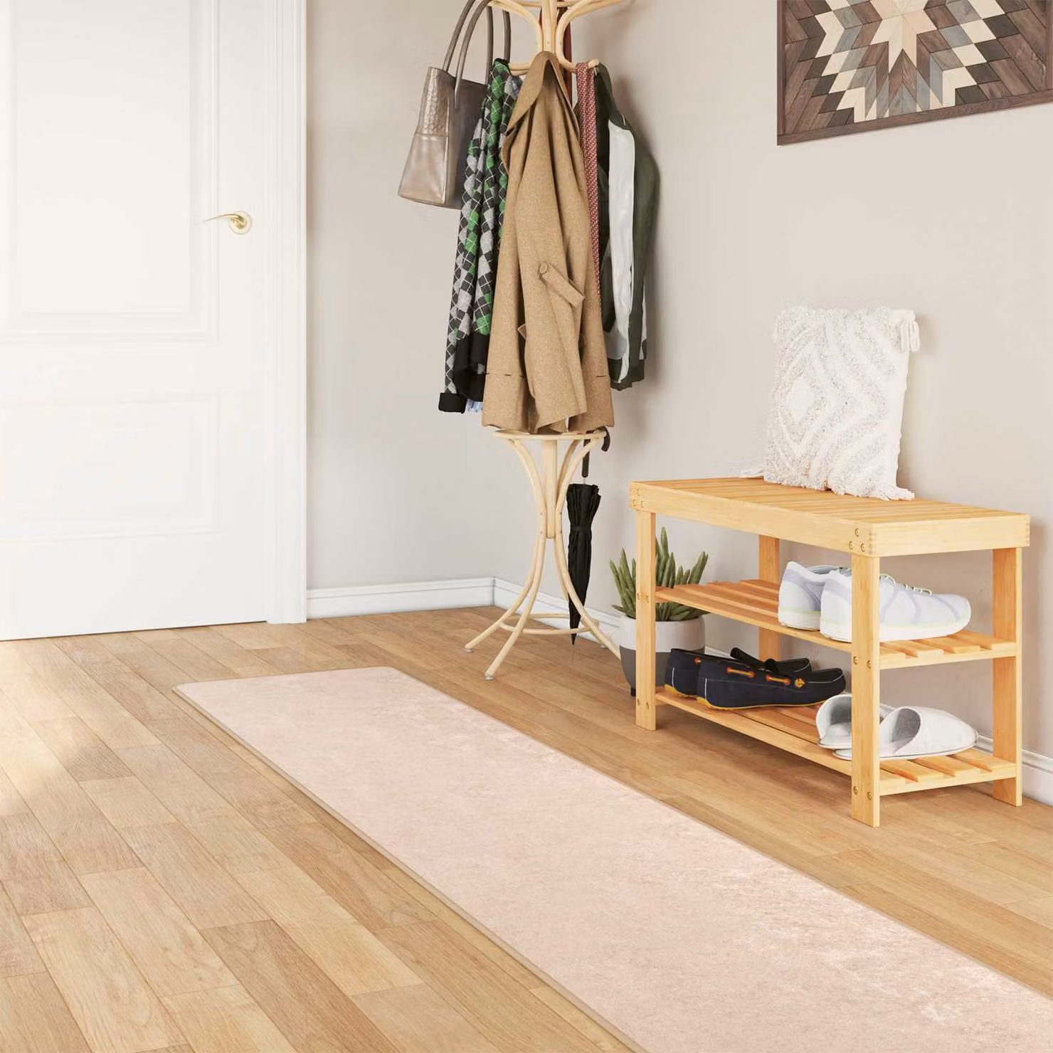 Tappeto Runner vidaXL MARSA color beige, in poliestere e PVC, lavabile e antiscivolo, L: 50 cm x P: 450 cm