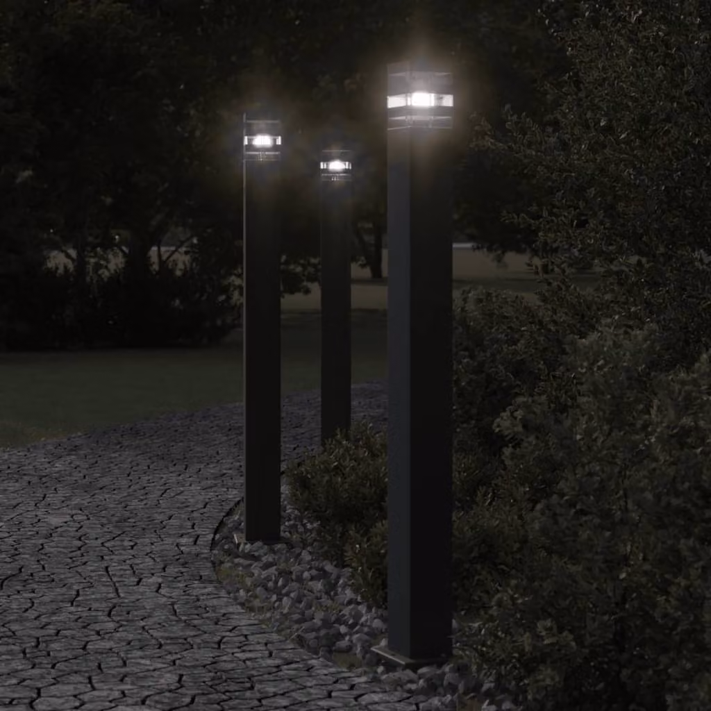 vidaXL Lampada da Terra per Esterni Nera in Alluminio, Altezza: 110 cm
