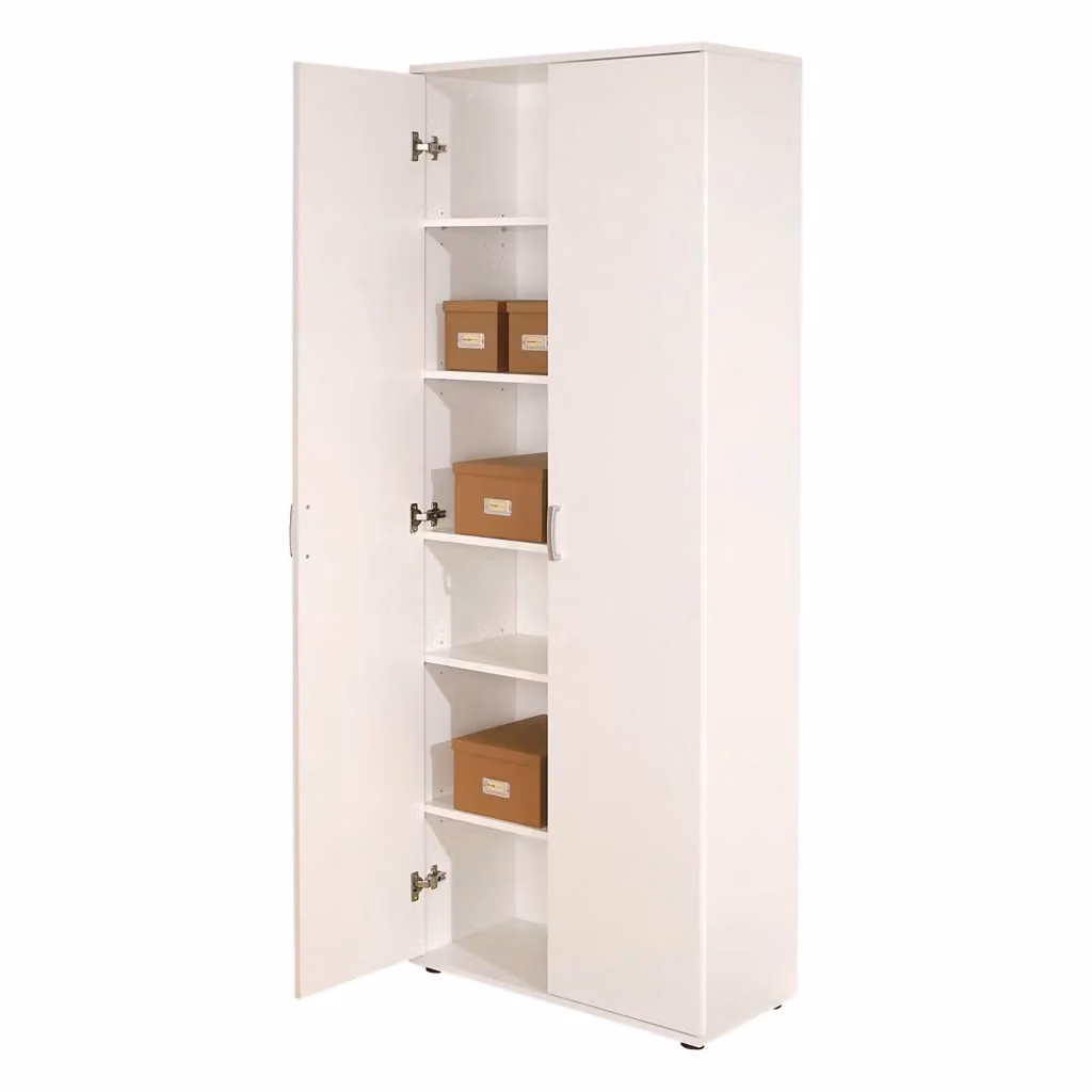 Armadio Multiuso Pazzano DMORA con 2 Ante e 5 Ripiani, Bianco, L: 70 cm, H: 189 cm – 2