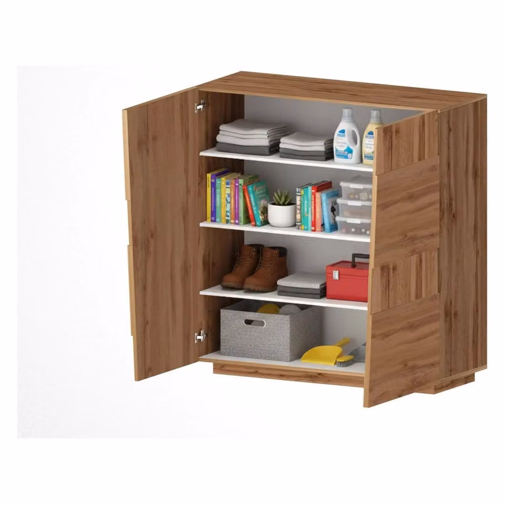 Armadio multiuso Aulla DMORA con 2 ante in legno Rovere, L: 120 cm, P: 44 cm, H: 126 cm – 2