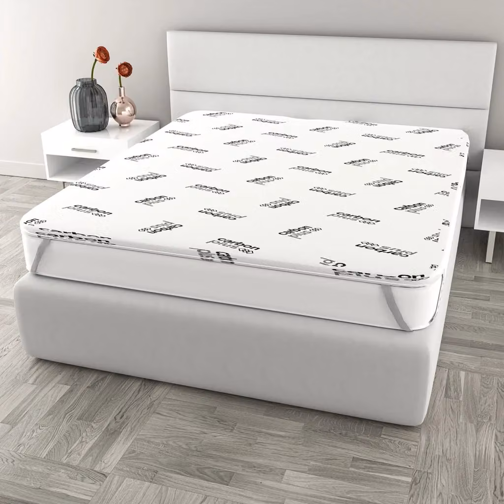 Topper Memory Giordanoshop con Fodera in Poliestere e Carbonio Bianco, Matrimoniale L/P: 160 x 190 cm – 2