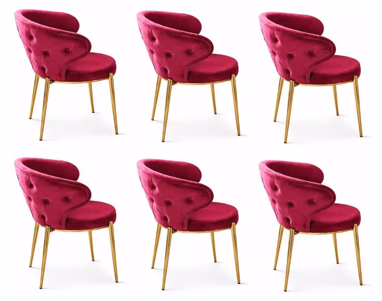 6 sedie, stile moderno, colore rosso, nuove, ideali per la sala da pranzo, versatili, confortevoli e imbottite