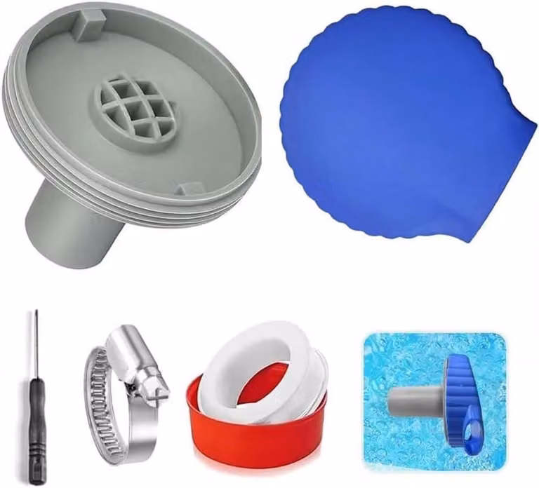 Ugello di aspirazione per piscina da 32 mm, con clip di sicurezza e cacciavite, compatibile con piscine Intex e Bestway