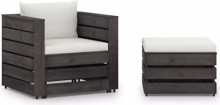 Maison Exclusive - Set da giardino a 2 pezzi con cuscini, grigio, in legno trattato
