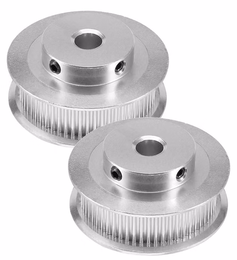 2 pulegge GT2, realizzate in lega di alluminio, con 60 denti e un foro di 5 mm