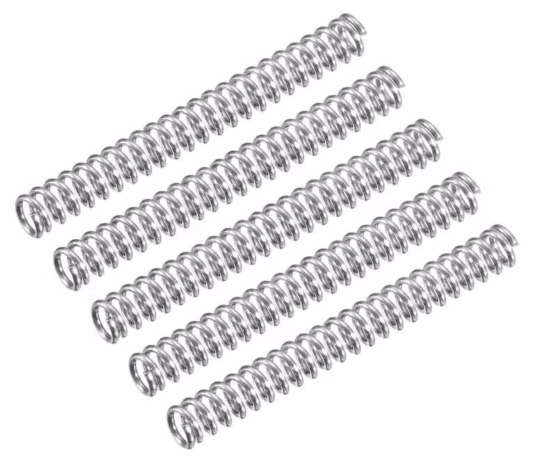 Molle a compression, 5 pezzi, acciaio inossidabile 304, 3x0,5x25 mm, colore argento